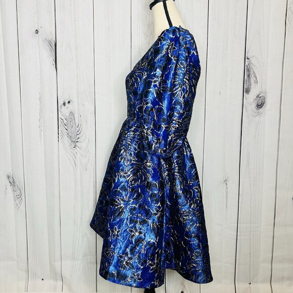 NWOT Lilly Pulitzer Calyssa Dress Blue Grotto Twilight Floral Brocade Sz 2 NEW - Picture 5 of 11